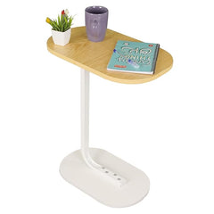 Contemporary - Premium Wood Beside Table, Contemporary C-Shaped Teapoy Table, Metal Frame Modern Coffee Table for Small Spaces, Living Room & Bedroom - Biege