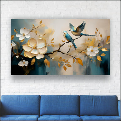 Birds with Flower - Canvas Wall Painting