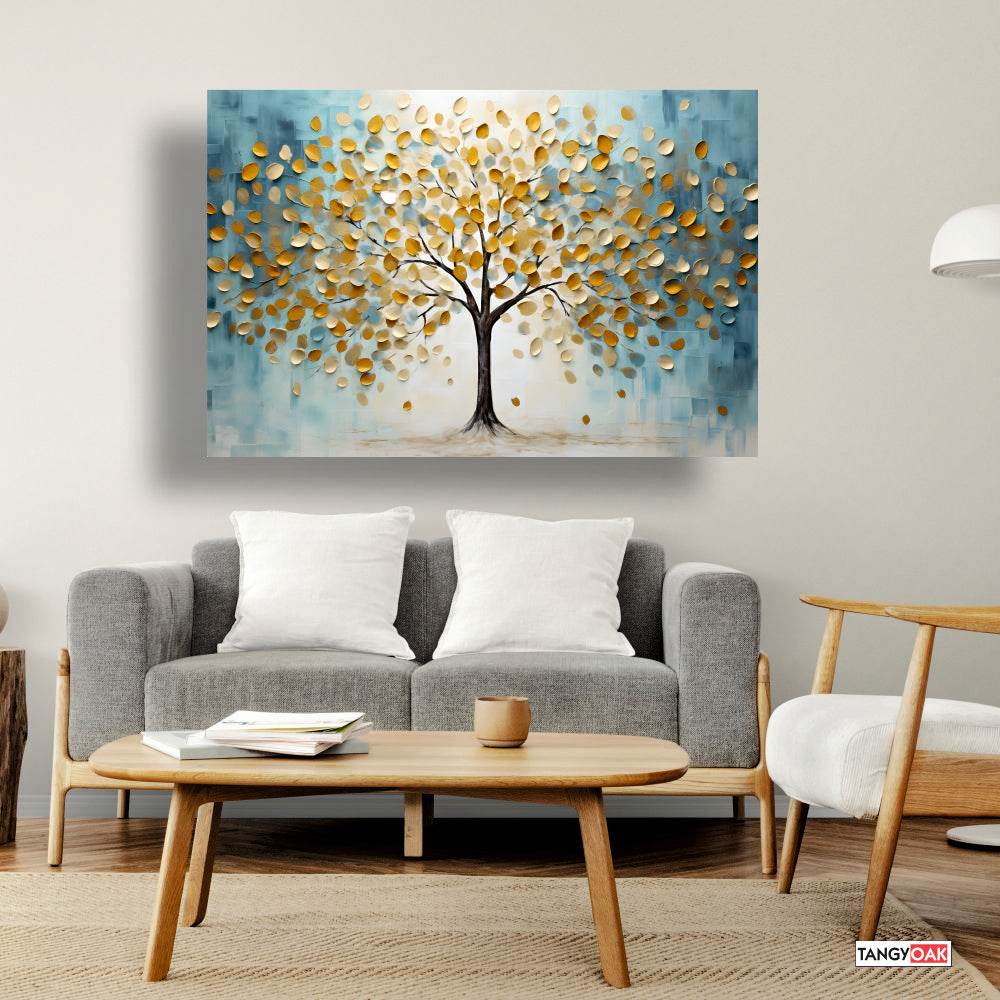 Golden Leaf Tree - Canvas Wall Painting Frame