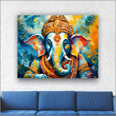 Lord Ganesha Colurful - Canvas Wall Painting