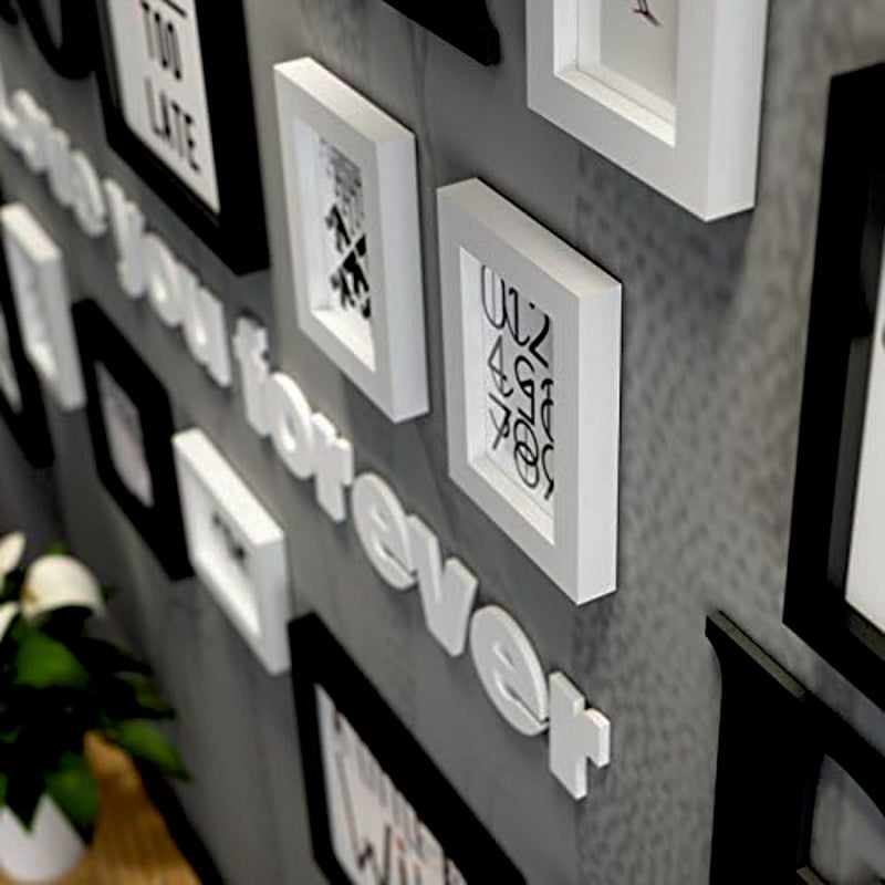 Home - Love You Forever - Wall Decor Photo Frames ( 11 Photo Frames + 6mm Wooden Acrylic Letters )