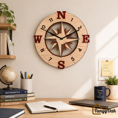 Wayfinder Compass Layered Wooden - Wall Clock