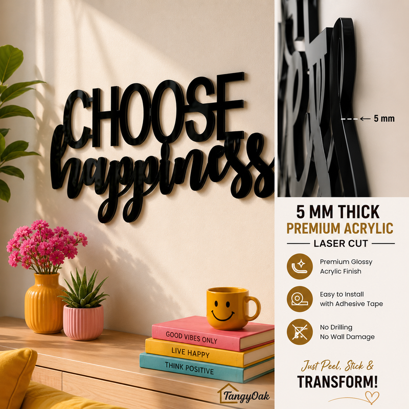 Choose Happiness - Wooden Acrylic Wall Decor || Wall Hanging