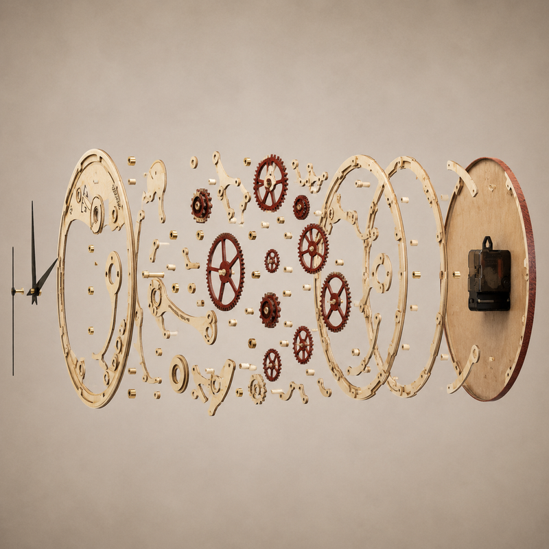 Wooden Gears - Wall Clock