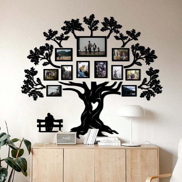 Mighty Tree with couple - Wall Decor Photo Frames ( 11 Photo Frames + 6mm Wooden Acrylic Tree)