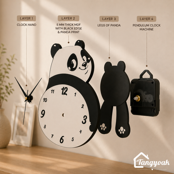 Chubby Panda - Pendulum Wall Clock