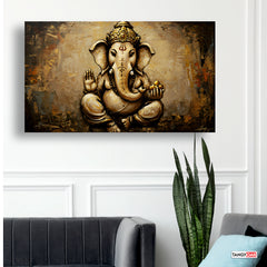 Lord Ganesha with Modak - Canvas Wall Painting Frame