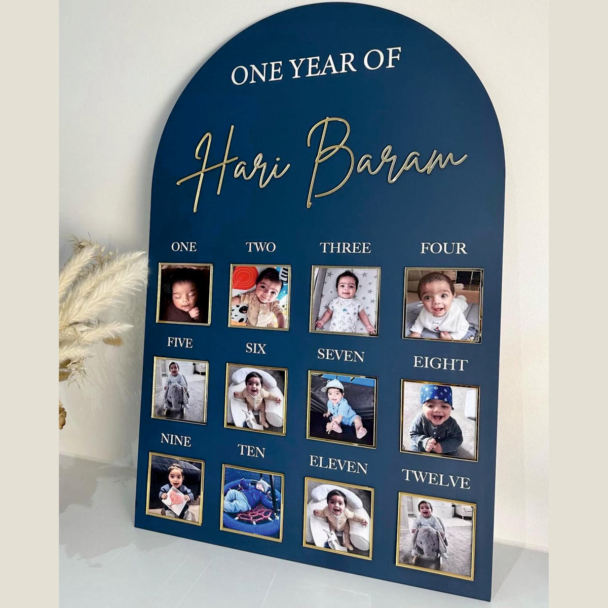 1st Birthday Photo Board, First Birthday Milestone Plaque, My First Year Sign, Baby 12 Months Board, Kids Bday Decor, 1st Birthday Decorations