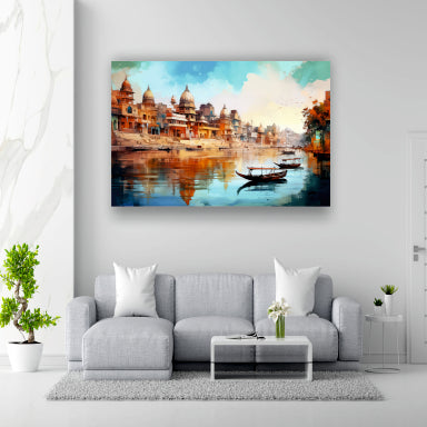 Village temple - Canvas Wall Painting