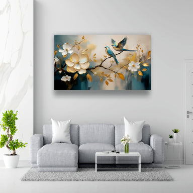 Birds with Flower - Canvas Wall Painting