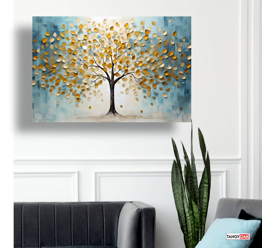 Golden Leaf Tree - Canvas Wall Painting Frame