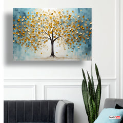 Golden Leaf Tree - Canvas Wall Painting Frame