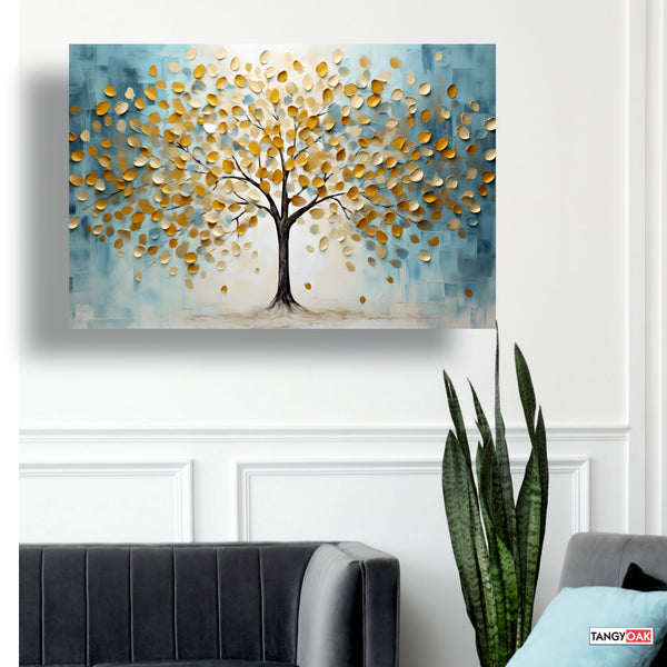 Golden Leaf Tree - Canvas Wall Painting Frame