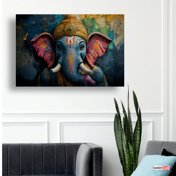 Lord Ganesha Vintage - Canvas Wall Painting Frame