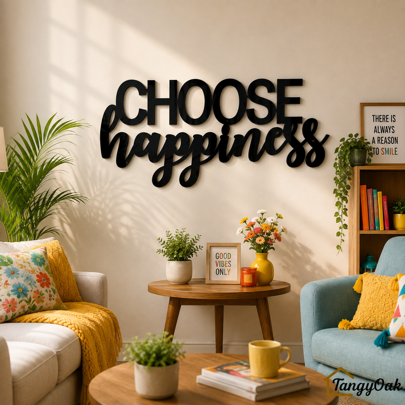 Choose Happiness - Wooden Acrylic Wall Decor || Wall Hanging