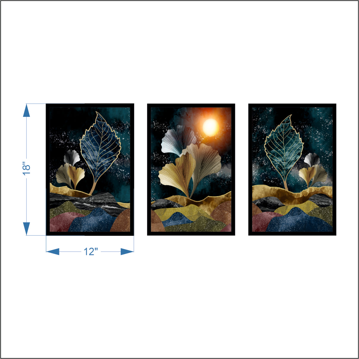 Floral Art - Wall Painting (Set of 3)