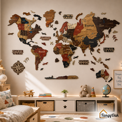 3D World Map - Wooden Wall Decor || Wall Hanging