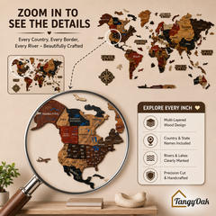 3D World Map - Wooden Wall Decor || Wall Hanging