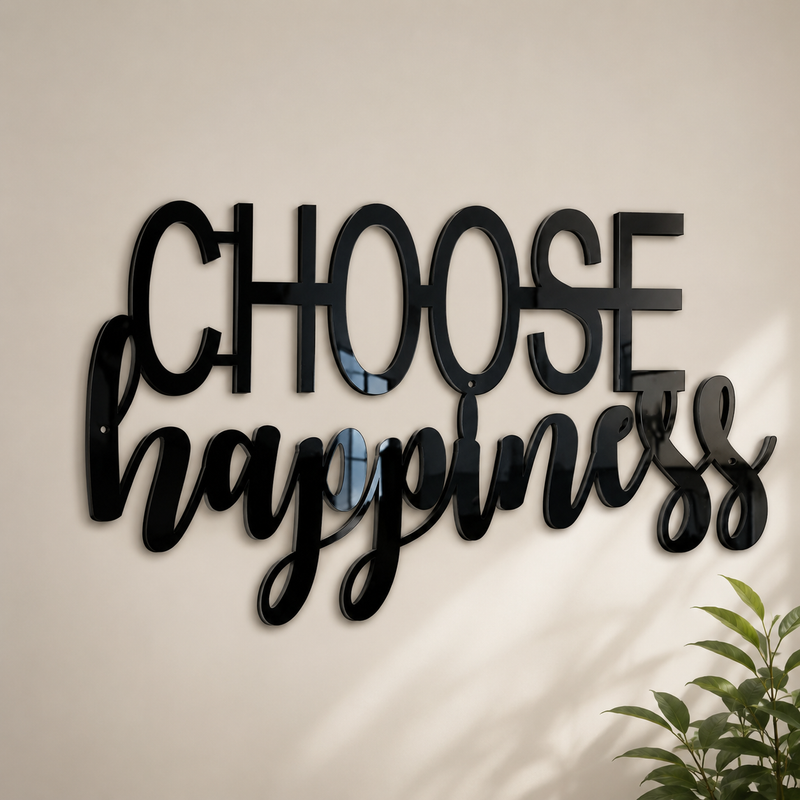 Choose Happiness - Wooden Acrylic Wall Decor || Wall Hanging