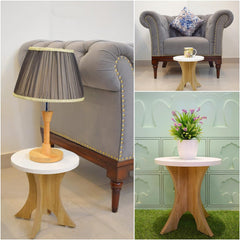 Sleek Wooden Side Table/End Table/Plant Stand/Tea Table/Stool Living Room Furniture Round Shape (12 Inch)