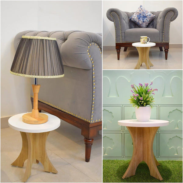 Sleek Wooden Side Table/End Table/Plant Stand/Tea Table/Stool Living Room Furniture Round Shape (12 Inch)