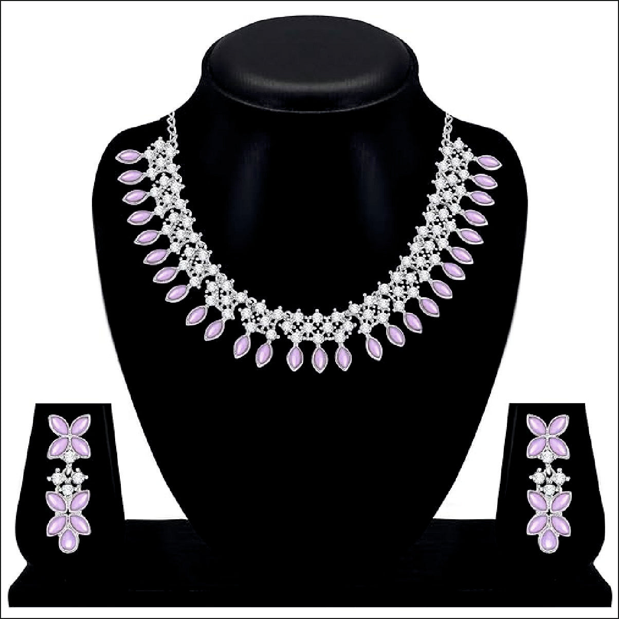 Timeless Treasure Necklace Crystals AD Diamond Jewellery Necklace Set for Women