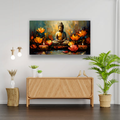 Lotus Buddha - Canvas Wall Painting