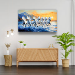 Seven White Horse - Canvas Wall Painting