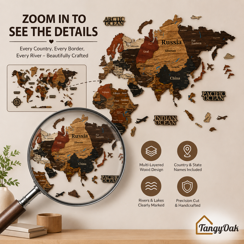 3D World Map - Wooden Wall Decor || Wall Hanging