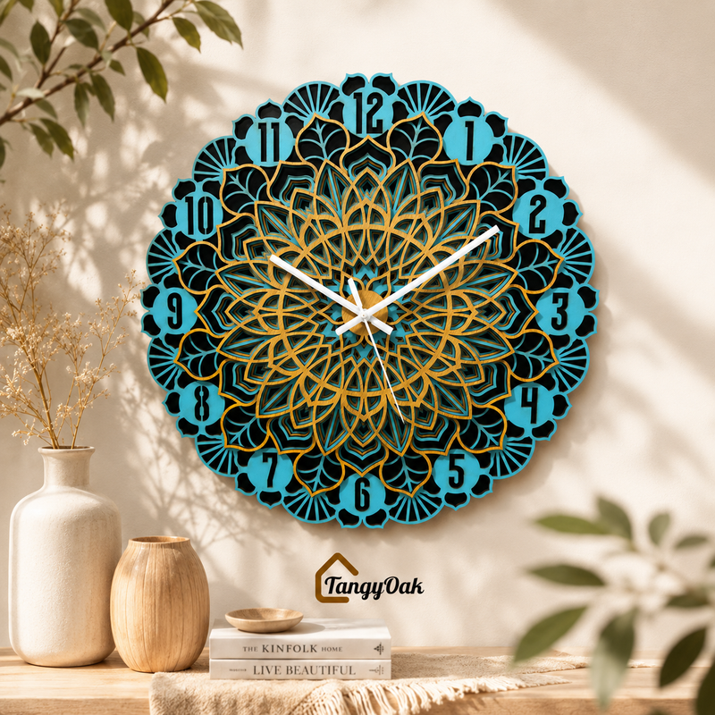 Aarunya Mandala Layered Wooden Wall Clock