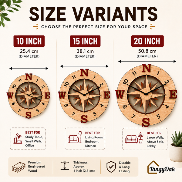 Wayfinder Compass Layered Wooden - Wall Clock