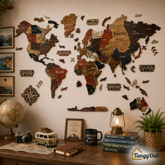 3D World Map - Wooden Wall Decor || Wall Hanging