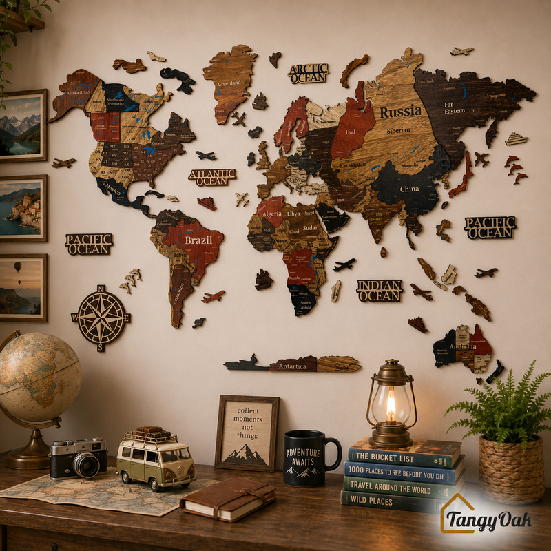 3D World Map - Wooden Wall Decor || Wall Hanging