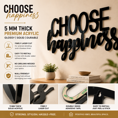 Choose Happiness - Wooden Acrylic Wall Decor || Wall Hanging