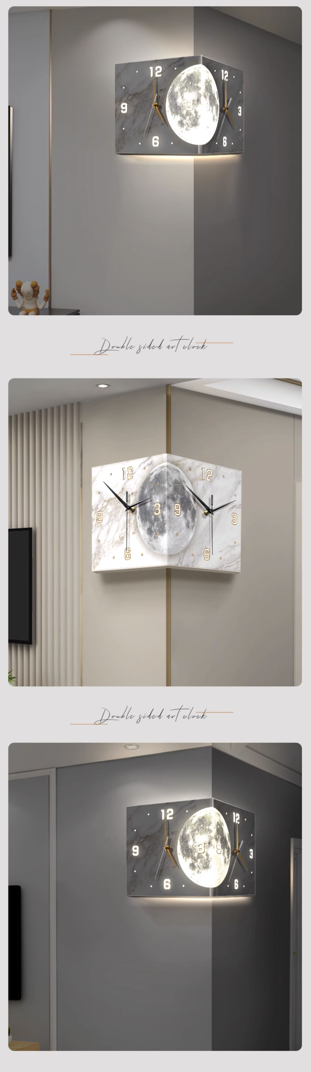 Radiant Moon - Double Sided Wall Clock