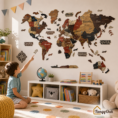 3D World Map - Wooden Wall Decor || Wall Hanging