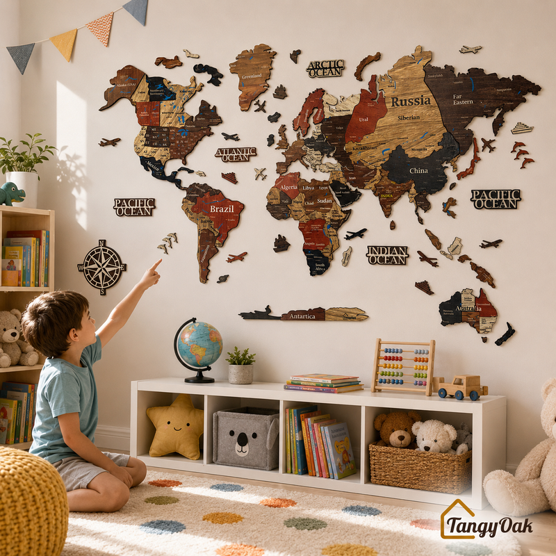3D World Map - Wooden Wall Decor || Wall Hanging