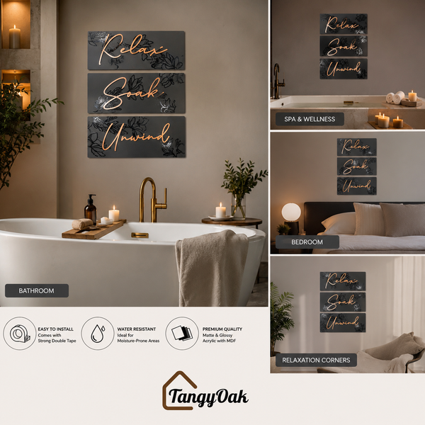Relax Soak Unwind  - Wooden Acrylic Wall Decor || Wall Hanging