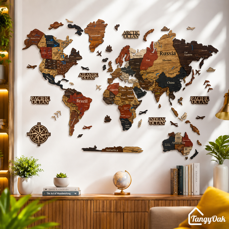 3D World Map - Wooden Wall Decor || Wall Hanging