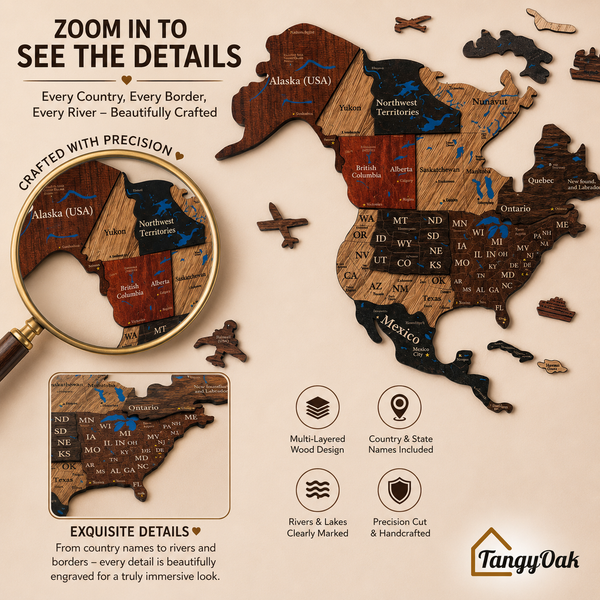 3D World Map - Wooden Wall Decor || Wall Hanging