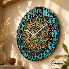Aarunya Mandala Layered Wooden Wall Clock