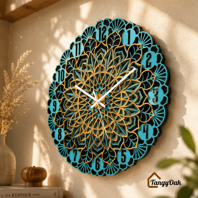 Aarunya Mandala Layered Wooden Wall Clock