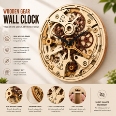 Wooden Gears - Wall Clock