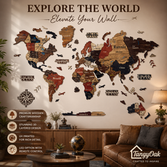 3D World Map - Wooden Wall Decor || Wall Hanging