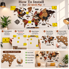 3D World Map - Wooden Wall Decor || Wall Hanging