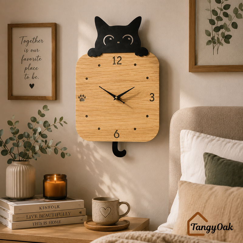 Peek-a-Boo Cat Pendulum Wall Clock