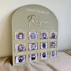 1st Birthday Photo Board, First Birthday Milestone Plaque, My First Year Sign, Baby 12 Months Board, Kids Bday Decor, 1st Birthday Decorations