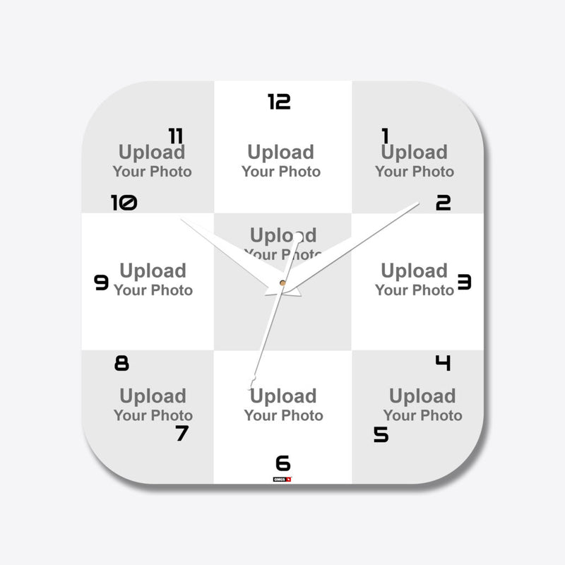 9 Photo Round Collage Acrylic Photo Wall Clock