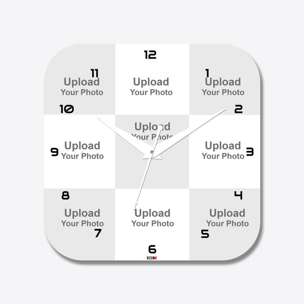 9 Photo Round Collage Acrylic Photo Wall Clock