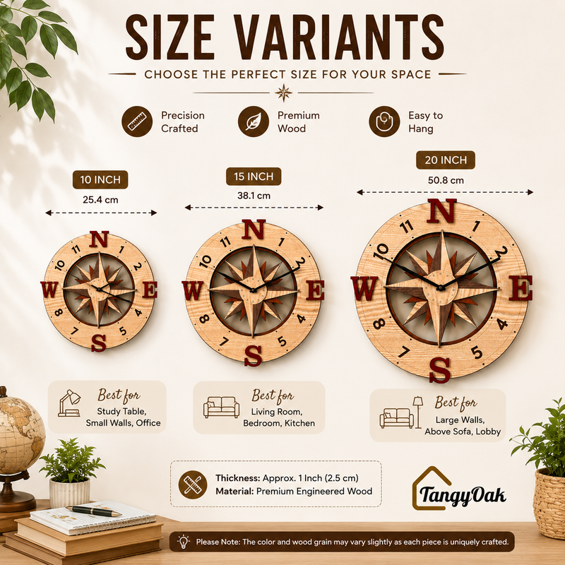 Wayfinder Compass Layered Wooden - Wall Clock